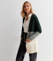 ONLY Mint Green Colour Block Long Cardigan